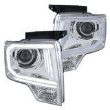 Coolstuffguru LED Light Bar Chrome Housing Clear Lens Projector Headlights Compatible with Ford F150 2009-2014 L+R Pair Head Light Lamp Assembly