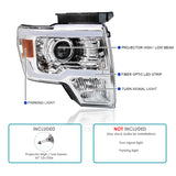 Coolstuffguru Glossy Black Housing Smoke Lens LED Strip Tube Projector Headlights Compatible with Ford F-150 2009-2014