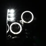 Coolstuffguru Compatible with Ford F150 Pickup Halo+LED Jet Black Projector Headlights Left+Right