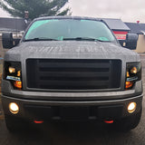 Coolstuffguru Compatible with Ford F150 Pickup Black Smoke LED Strip Projector Headlights Left+Right