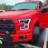 Coolstuffguru Glossy Black Smoke Projector Headlights w/ LED Bar Compatible with 2015-2017 Ford F150