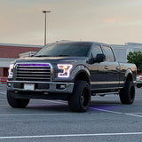 Coolstuffguru Glossy Black Smoke Projector Headlights w/ LED Bar Compatible with 2015-2017 Ford F150