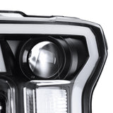 Coolstuffguru LED Light Bar Black Housing Clear Lens Projector Headlights Compatible with Ford F150 2015-2017 L+R Pair Head Light Lamp Assembly