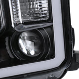 Coolstuffguru LED Light Bar Black Housing Clear Lens Projector Headlights Compatible with Ford F150 2015-2017 L+R Pair Head Light Lamp Assembly