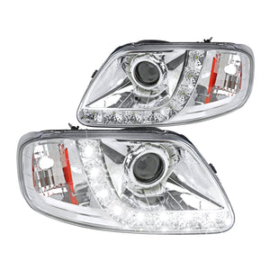 Coolstuffguru Compatible with Ford F150 Expedition Euro Chrome Clear LED Projector Headlights Pair