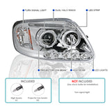 Coolstuffguru Compatible with Ford F150 Expedition Chrome Clear Led Projector Head Lights