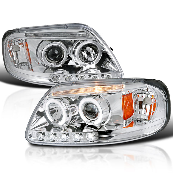 Coolstuffguru Compatible with Ford F150 Expedition Chrome Clear Led Projector Head Lights