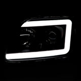 Coolstuffguru LED Light Bar Black Housing Clear Lens Projector Headlights Compatible with Ford F150 1997-2003, 97-02 Expedition, L+R Pair Head Light Lamp Assembly