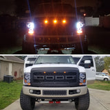 Coolstuffguru Compatible with Ford F250 F350 F450 Led Dual Halo Glossy Black Projector Head Lights