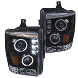 Coolstuffguru Compatible with Ford F250 F350 F450 Led Dual Halo Glossy Black Projector Head Lights