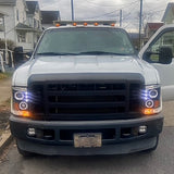 Coolstuffguru Compatible with Ford F250 F350 F450 Led Dual Halo Black Projector Head Lights