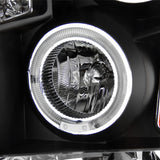 Coolstuffguru Compatible with Ford F250 F350 F450 Led Dual Halo Black Projector Head Lights