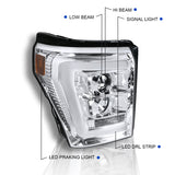 Coolstuffguru Compatible with Ford F250 F350 F450 SuperDuty LED Bar Clear Projector Headlights Left+Right