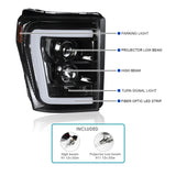 Coolstuffguru Compatible with Ford F250 F350 F450 F550 SuperDuty Pickup LED Jet Black Projector Headlights