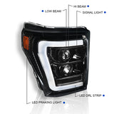 Coolstuffguru Compatible with Ford F250 F350 F450 F550 SuperDuty Pickup LED Jet Black Projector Headlights