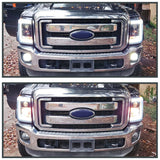 Coolstuffguru Compatible with Ford F250 F350 F450 F550 Super Duty LED Bar Glossy Black Projector Headlights