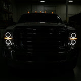 Coolstuffguru Compatible with Ford F250 F350 Superduty Black Smoke Halo LED DRL Strip Projector Headlights