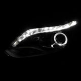 Coolstuffguru Compatible with Ford Focus Euro Crystal Black Halo LED Strip Projector Headlights