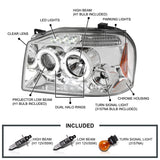 Coolstuffguru Compatible with Nissan Frontier Dual Halo Led Chrome Clear Projector Head Lights