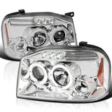 Coolstuffguru Compatible with Nissan Frontier Dual Halo Led Chrome Clear Projector Head Lights