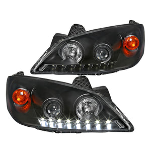 Coolstuffguru Compatible with Pontiac G6 Replacement Black Projector Headlights Head Lamps w/LED