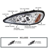 Coolstuffguru Compatible with Pontiac Grand Am LED Halo Projector Headlights Chrome