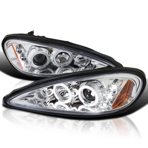 Coolstuffguru Compatible with Pontiac Grand Am LED Halo Projector Headlights Chrome