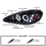 Coolstuffguru Compatible with Pontiac Grand Am Halo Led Smoked Lens Projector Headlights