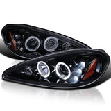 Coolstuffguru Compatible with Pontiac Grand Am Halo Led Smoked Lens Projector Headlights