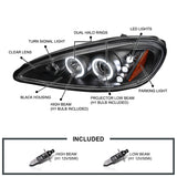 Coolstuffguru Compatible with Pontiac Grand Am Halo Led Black Projector Headlights