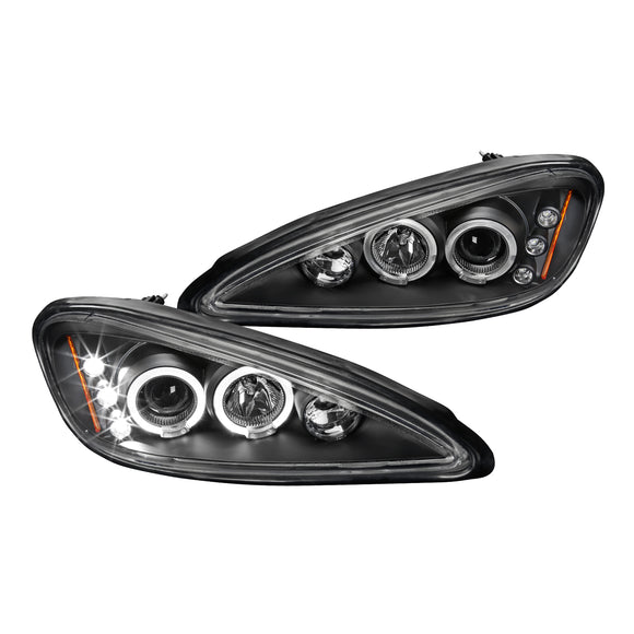 Coolstuffguru Compatible with Pontiac Grand Am Halo Led Black Projector Headlights