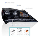 Coolstuffguru Compatible with Hyundai Genesis Coupe Glossy Black Projector Smoke Headlights W/ R8 LED