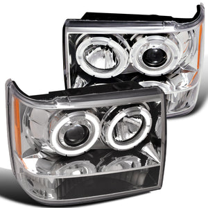 Coolstuffguru Compatible with Jeep Grand Cherokee Chrome Clear Halo Projector Headlights