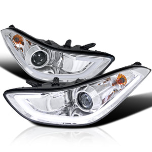 Coolstuffguru Compatible with Hyundai Elantra 4Dr Sedan Chrome LED Strip Projector Headlights Lamp