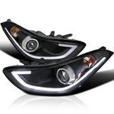 Coolstuffguru Compatible with Hyundai Elantra 4Dr Sedan Black Projector Headlights LED Light Strip