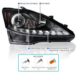 Coolstuffguru Black Sequential LED Signal Projector Headlights Compatible with 2006-2009 Lexus IS250 IS350