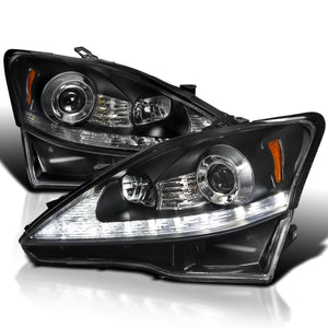 Coolstuffguru Compatible with Lexus Is250 Is350 SMD LED Signal Projector Headlights Lamps Black 06 07 08 09