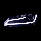 Coolstuffguru Compatible with Volkswagen Jetta MK6 Euro Glossy Black Projector Headlights+LED Light Bar