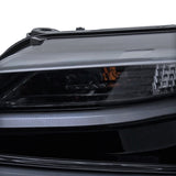 Coolstuffguru Compatible with Volkswagen Jetta MK6 Euro Glossy Black Projector Headlights+LED Light Bar