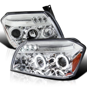 Coolstuffguru Compatible with Dodge Magnum Dual Halo Led Chrome Clear Projector Head Lights