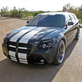 Coolstuffguru Compatible with Dodge Magnum Jet Black LED Dual Halo Projector Headlights Head Lamps Left+Right