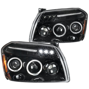 Coolstuffguru Compatible with Dodge Magnum Jet Black LED Dual Halo Projector Headlights Head Lamps Left+Right