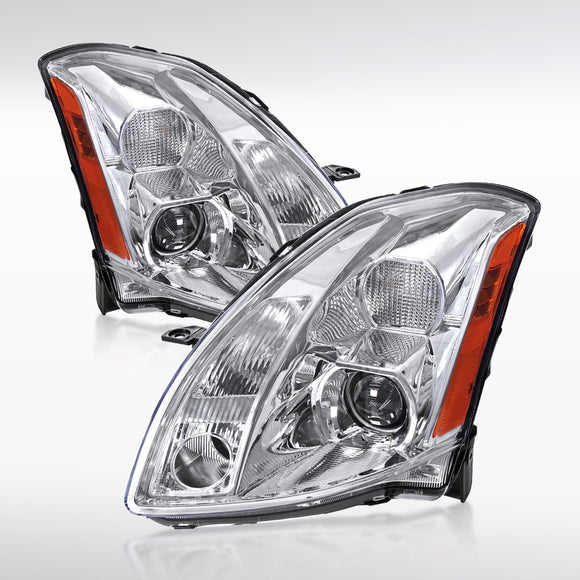 Coolstuffguru Compatible with Nissan Maxima Chrome Clear Projector Headlights Left+Right Pair