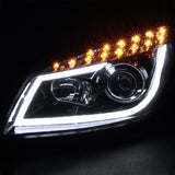 Coolstuffguru Compatible with Chevy Malibu Glossy Black LED Strip Bar Projector Headlights+LED Signal Lamps