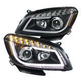 Coolstuffguru Compatible with Chevy Malibu LED Signal Projector Headlights Head Lamps Black Left+Right