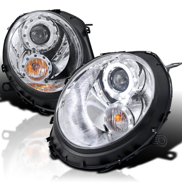 Coolstuffguru Compatible with Mini Cooper S / Base Chrome Halo Projector Headlights