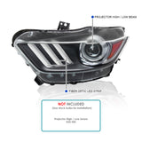 Coolstuffguru Black Housing Clear Lens Driver Left Side Projector Headlight+LED Bar Compatible with Ford Mustang 2015-2017, 2018-2020 Shelby, Head Light Lamp Assembly