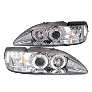 Coolstuffguru Compatible with Ford Mustang Led Halo Chrome Clear Projector Head Lights