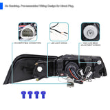 Coolstuffguru Compatible with Ford Mustang Led Halo Black Projector Head Lights