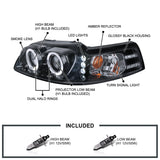 Coolstuffguru Compatible with Ford Mustang Glossy Black Halo Led Projector Headlights